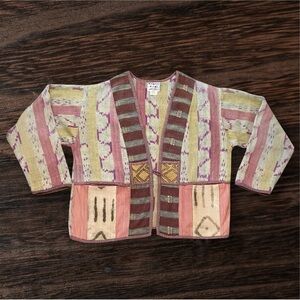 Veranda Wear Handwoven Boho Art to Wear Patchwork Kimono Jacket Cardigan Vintage